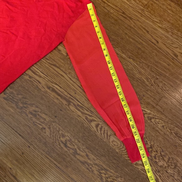 NWOT Venus Small Red See Through Chiffon Balloon Long Sleeve Banded Sweater - Picture 4 of 8